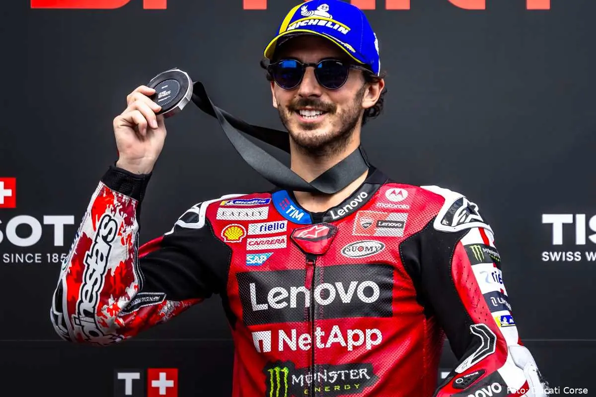 Pecco Bagnaia pilota Ducati MotoGP a Le Mans, Francia