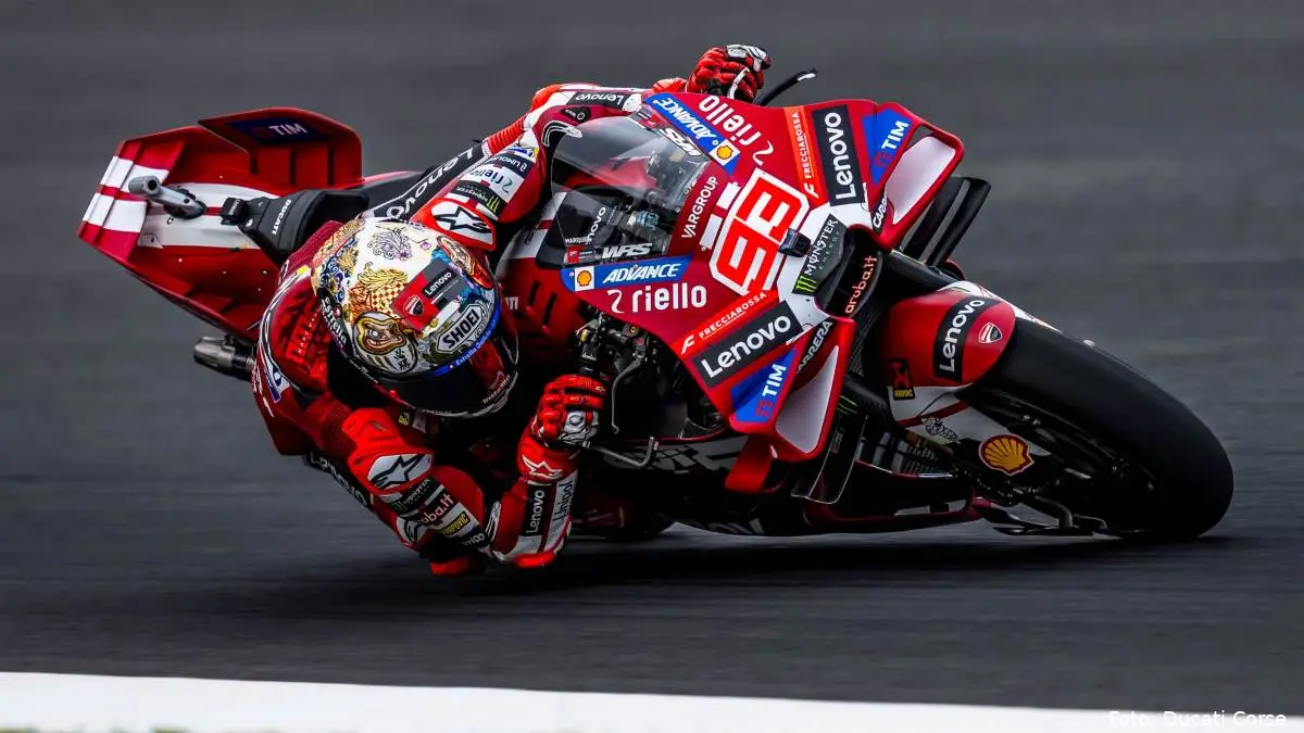 Marc Marquez guida la Ducati Desmosedici MotoGP