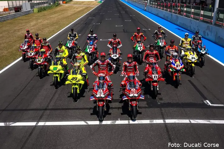 Ducati riders on the Misano grid at WDW for the Race of Champions