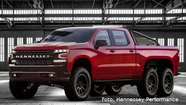 nieuwe pick uptruck met zes wielen van hennessey performance