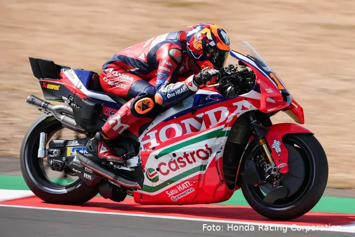 Luca Marini rides the Honda RC213V MotoGP at Silverstone