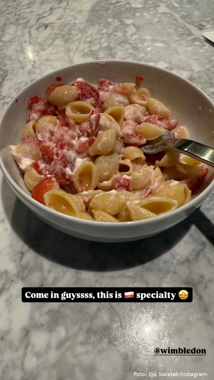 Iga Swiatek jordbær og pasta