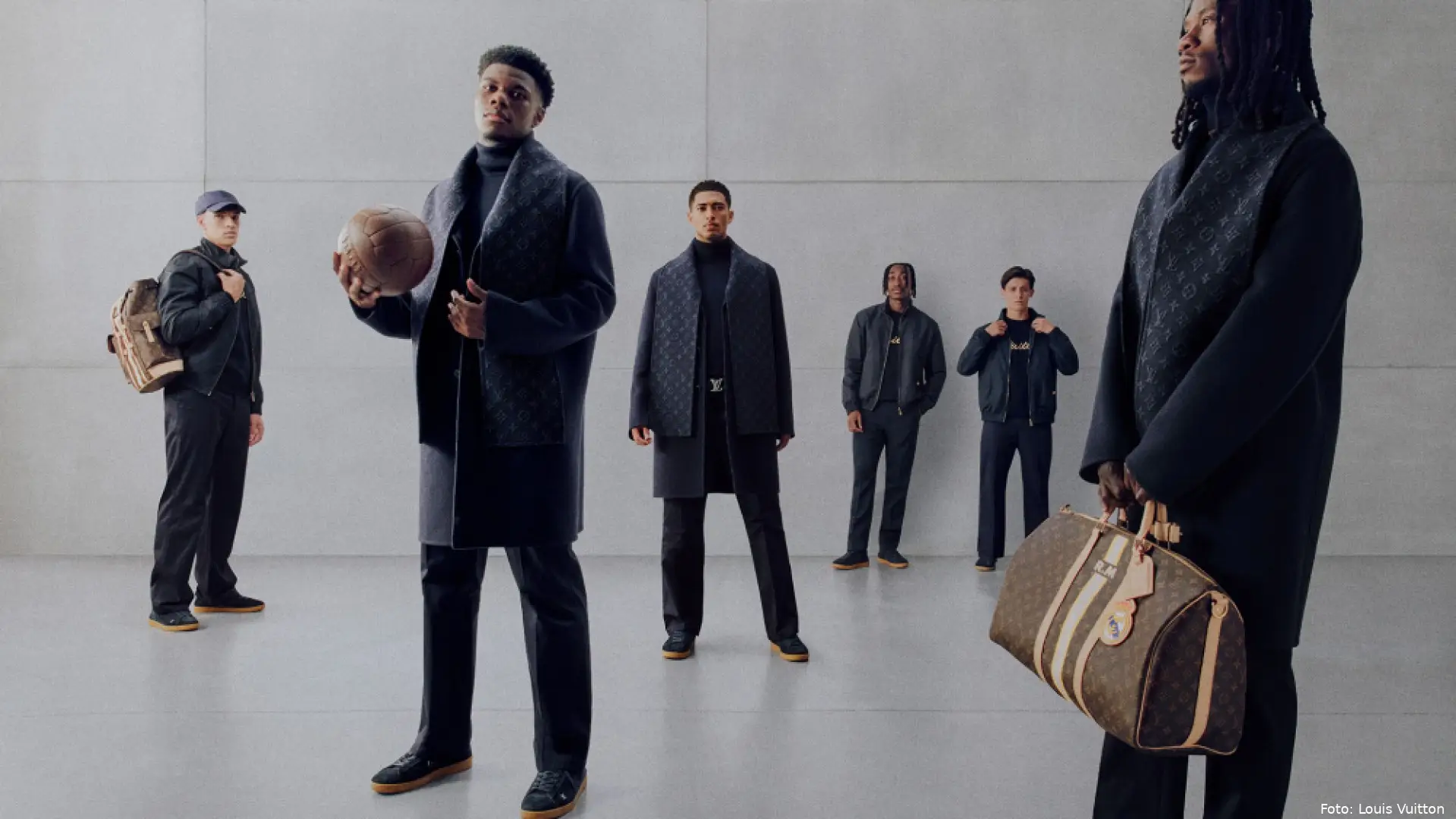1.-Key-visual-Carlos-Espi-Aurelien-Tchouameni-Jude-Bellingham-Yan-Diomande-Arda-Guler-Eduardo-Camavingha-Louis-Vuitton-NO-LOGO