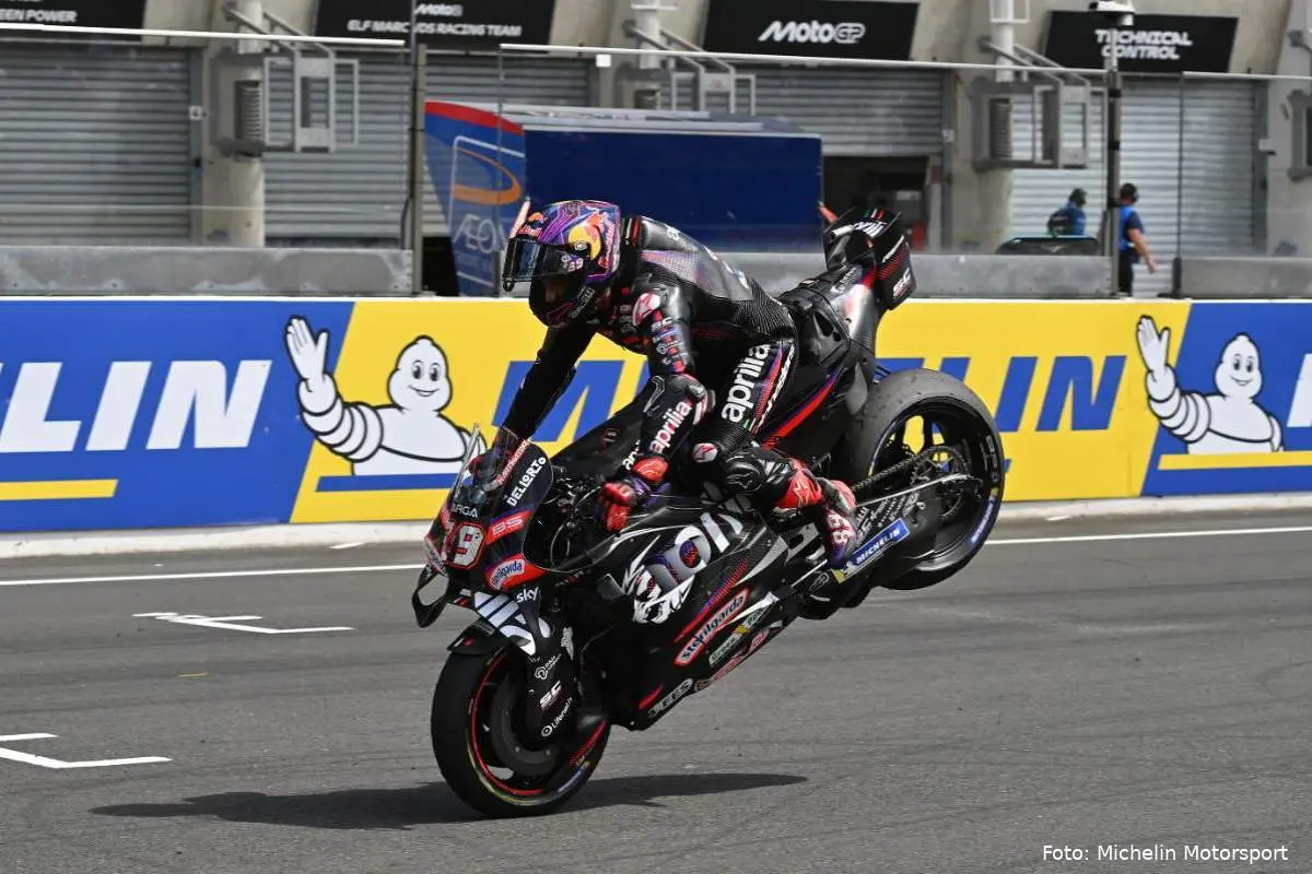 Jorge Martin pilota Aprilia MotoGP nella gara a Le Mans, Francia