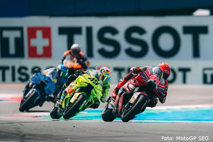 MotoGP Assen: Marc Marquez and Fabio Di Giannantonio, with Alex Marquez following behind