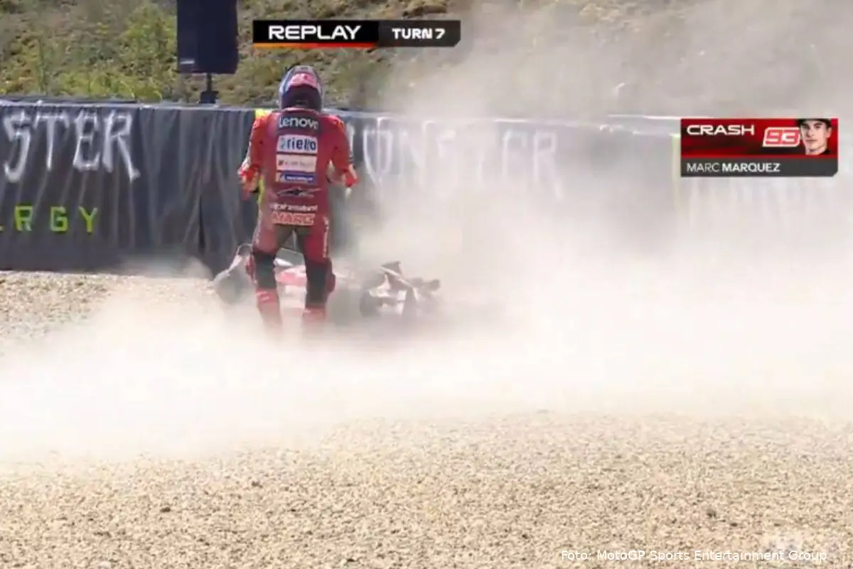 Marc Marquez caduta nella FP1 MotoGP a Brno