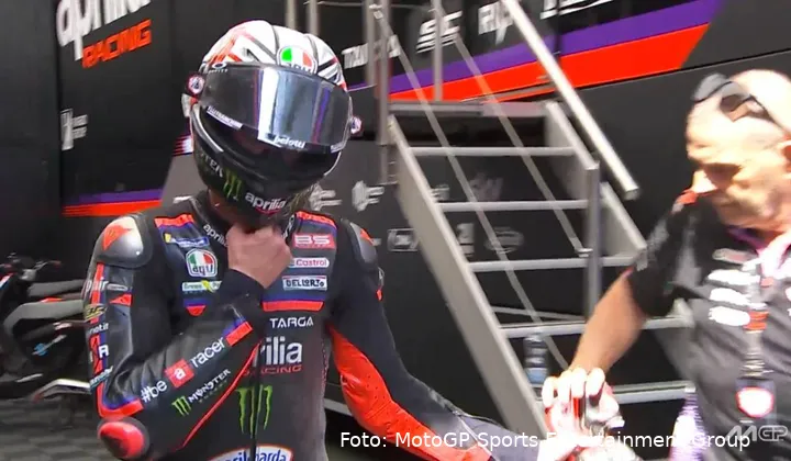 Marco Bezzecchi in the MotoGP paddock in the Czech Republic after retiring