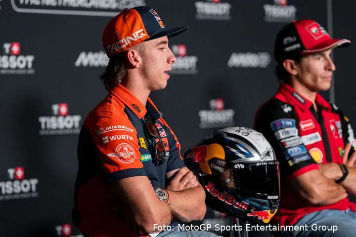 Pedro Acosta e Marc Marquez nella conferenza stampa MotoGP ad Assen