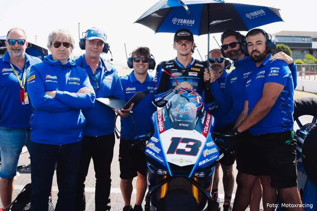 Mattia Rato on the SBK grid with the Yamaha Motoxracing team