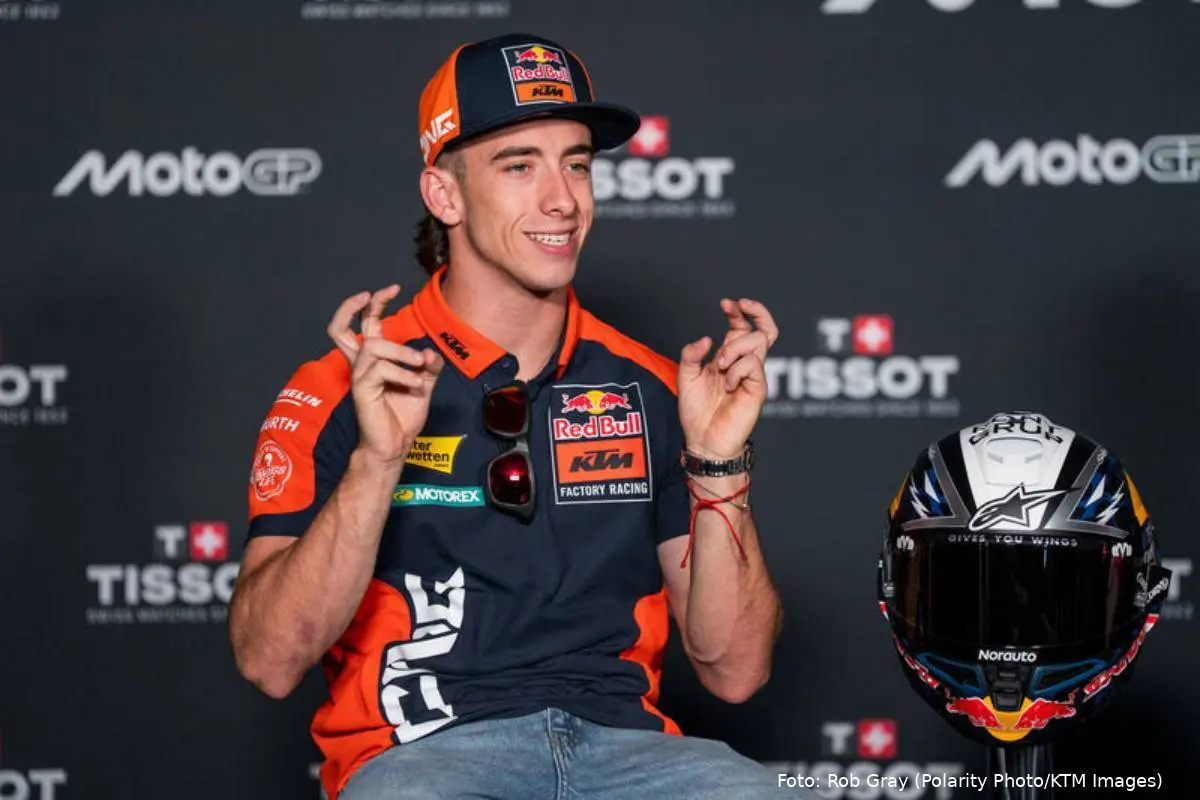 Pedro Acosta pilota KTM durante la conferenza stampa MotoGP