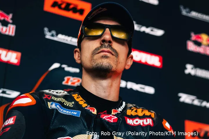 Maverick Vinales MotoGP rider in the KTM Tech3 team garage