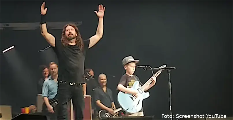 foo fighters with 7 yr old boy