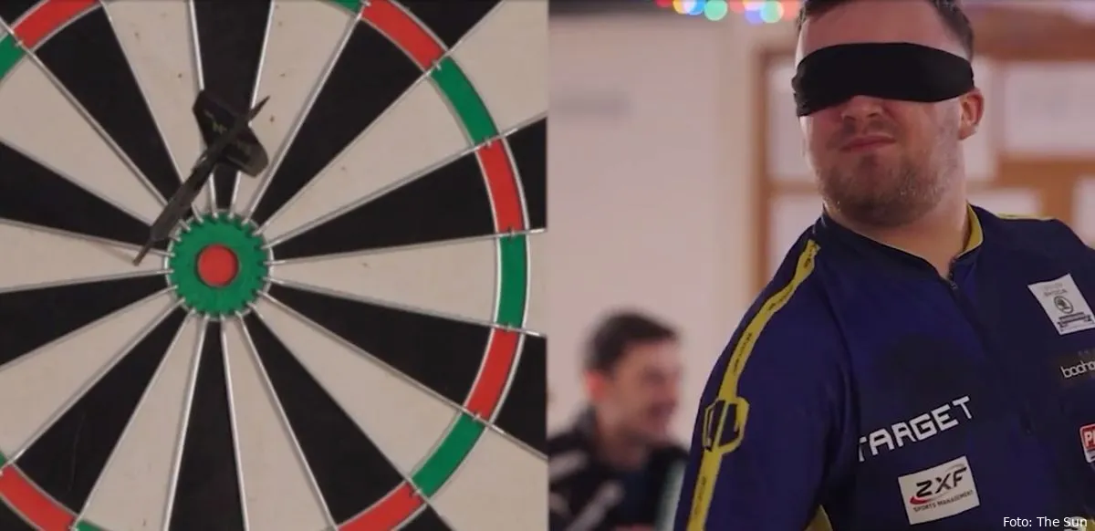 luke littler med bind for ojnene