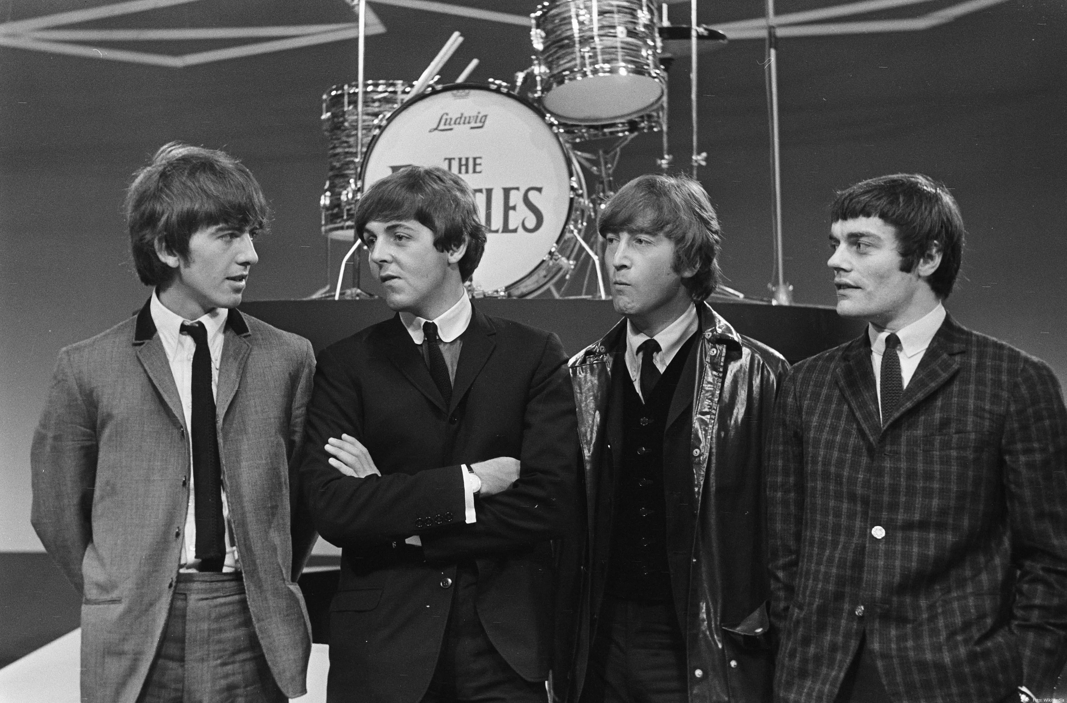 televisie optreden van the beatles in treslong te hillegom vlnr george harriso bestanddeelnr 916 5100