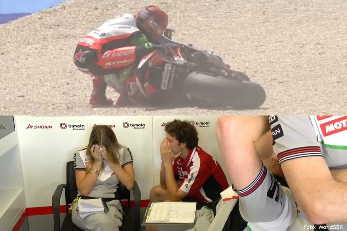 Axel Bassani caduto con la Bimota nella gara Superbike a Misano