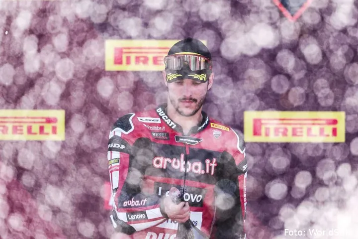 Iker Lecuona on the SBK podium at Misano