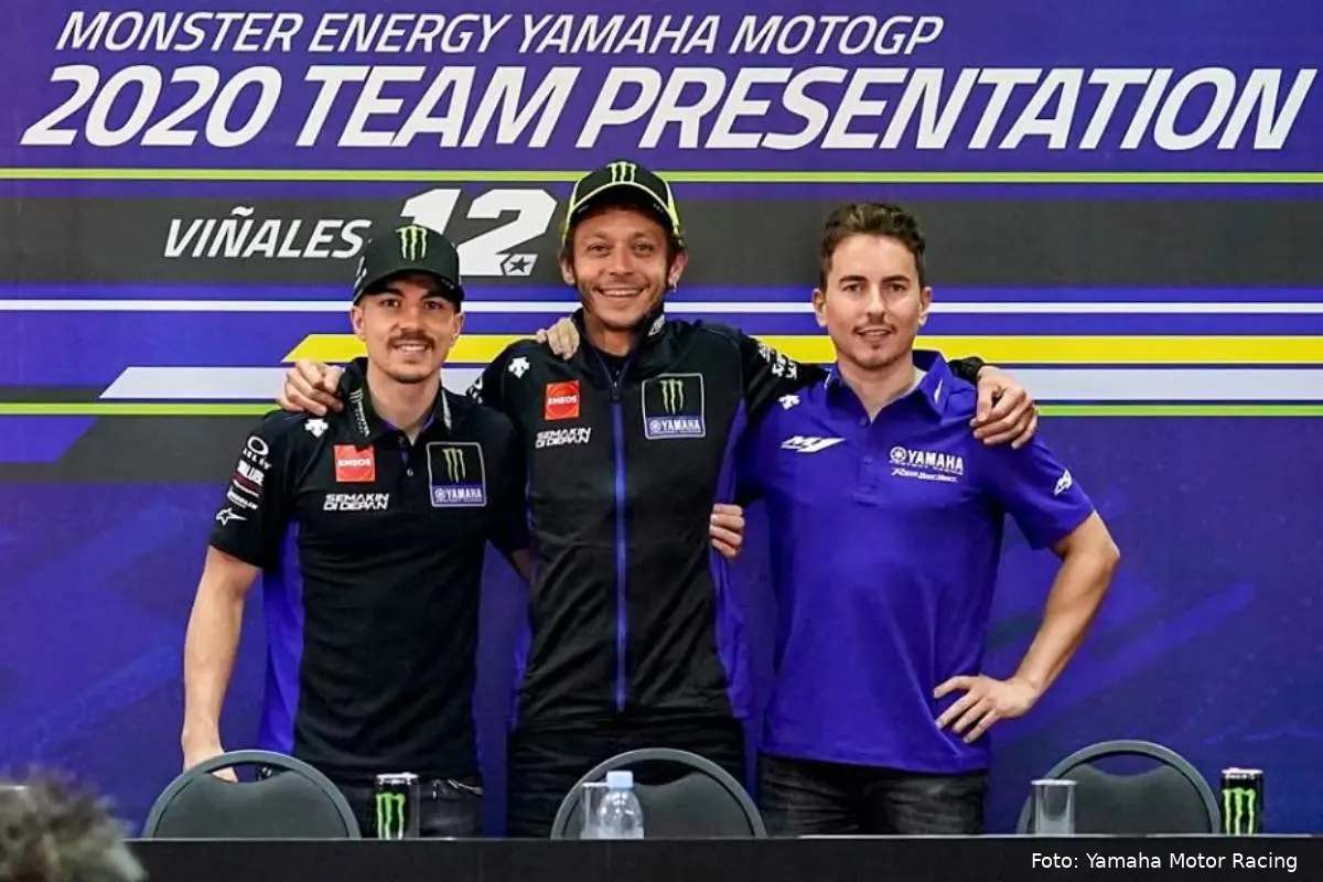 Jorge Lorenzo con Valentino Rossi e Maverick Vinales piloti Yamaha MotoGP