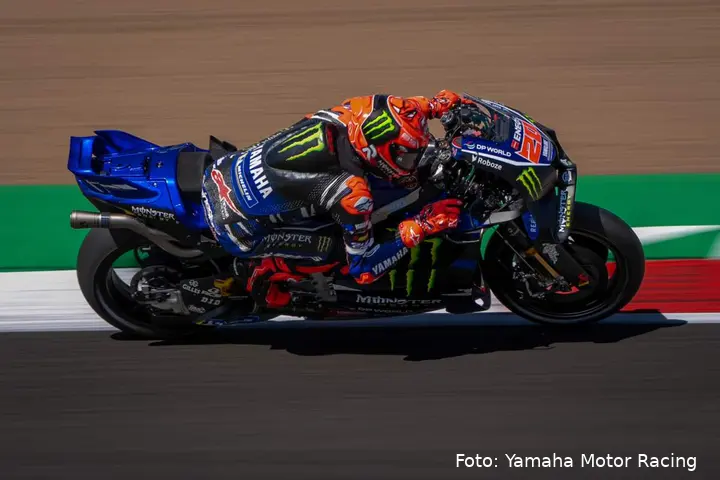 Fabio Quartararo rides the Yamaha M1 MotoGP bike