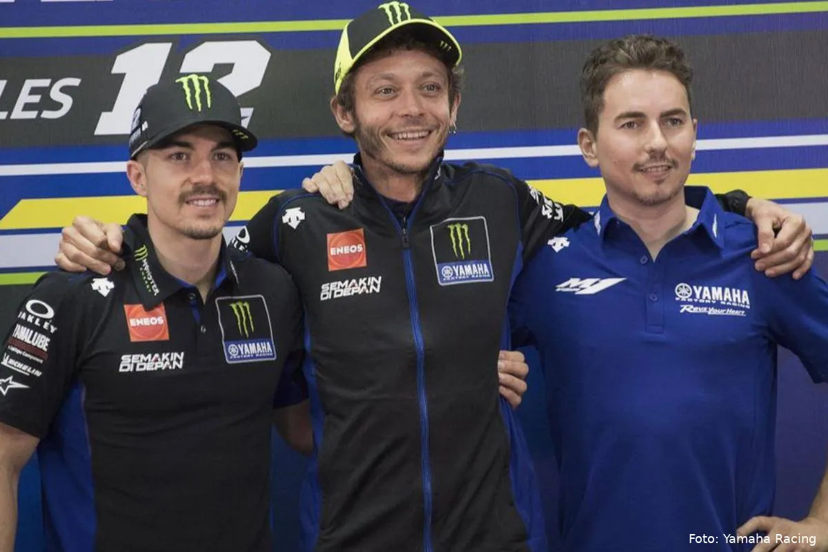 Maverick Vinales, Jorge Lorenzo e Valentino Rossi assieme nella stagione MotoGP 2020