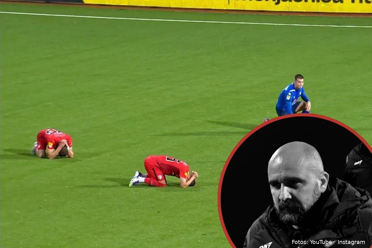 Spillerne falder om i græsset ved nyheden om Mladen Žižović' død