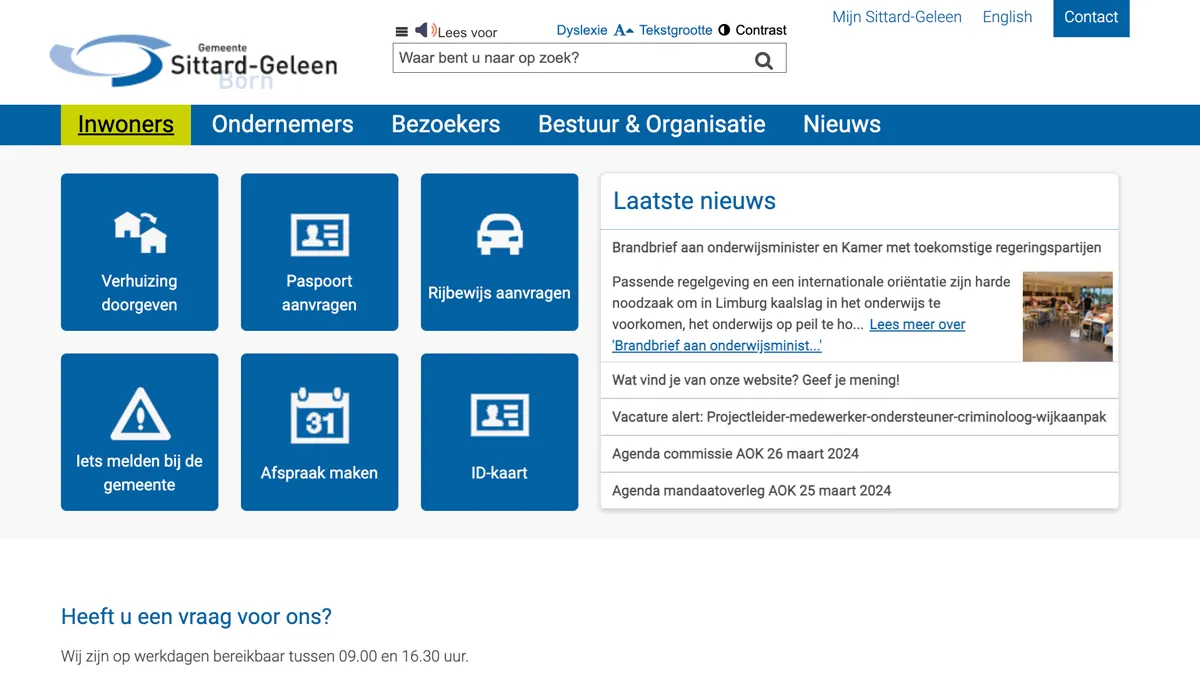 scherm website gemeente sittard geleennl