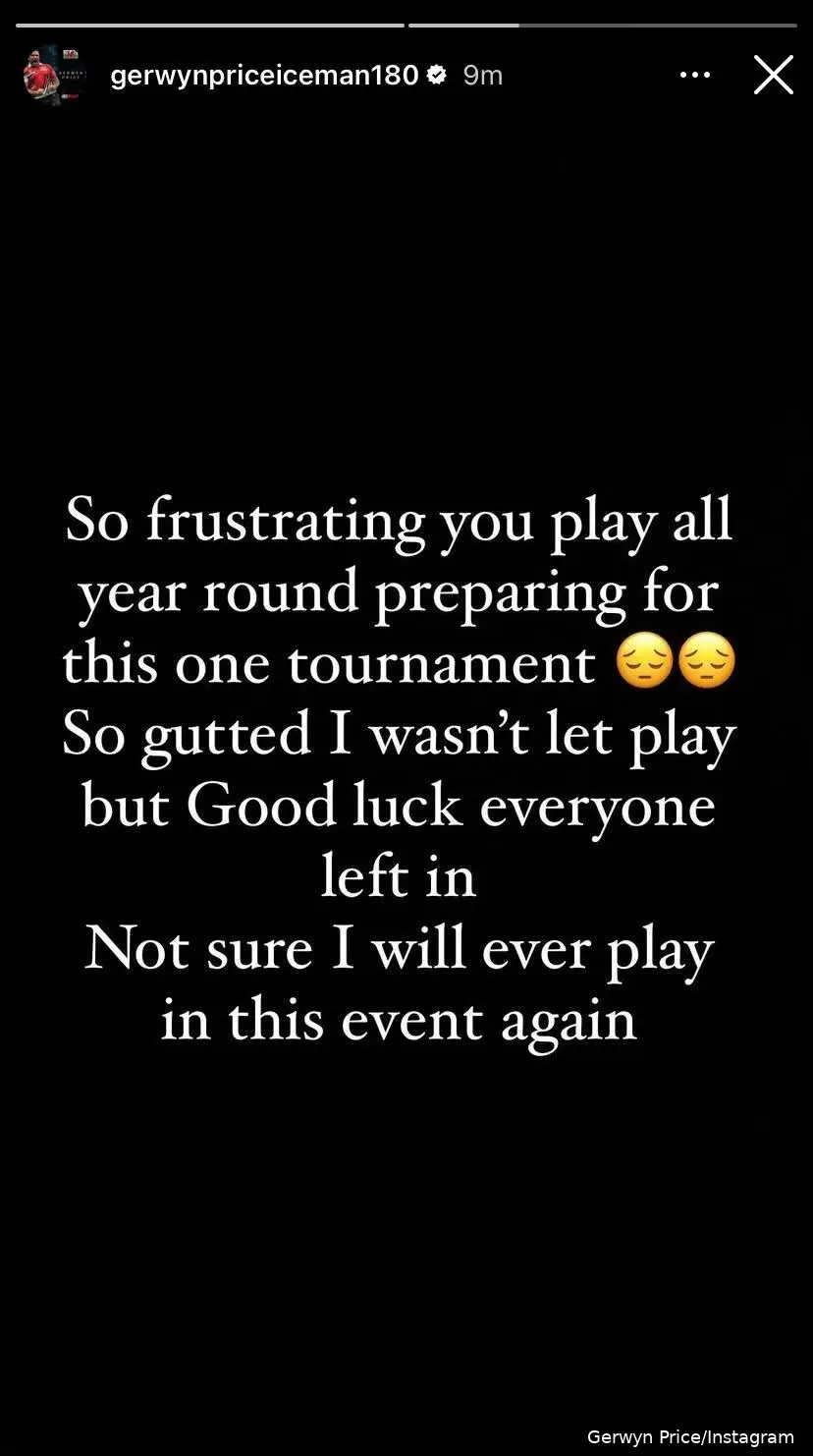 Credit: Gerwyn Price/Instagram