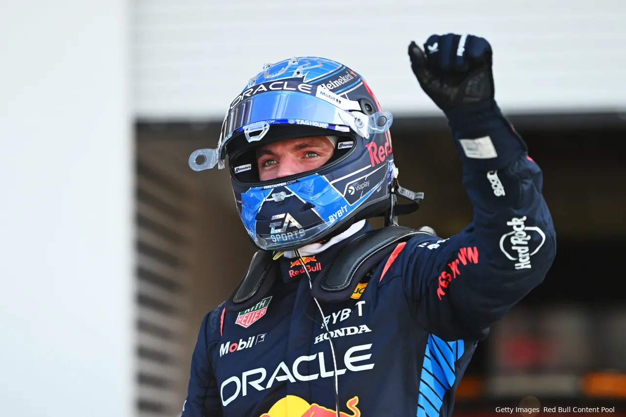 Max Verstappen with his special helmet for the three Grand Prix races in the United States in 2024.