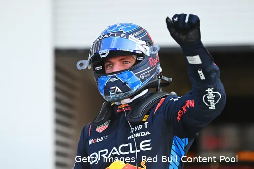 Max Verstappen with his special helmet for the three Grand Prix races in the United States in 2024.
