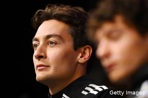 75 launch event 2025 george russell l andrea kimi antonelli r 2