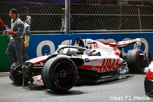 De bolide van Mick Schumacher na zijn crash tijdens kwalificatie GP Saoedi-Arabië 2022 (Foto: Haas F1 Team)