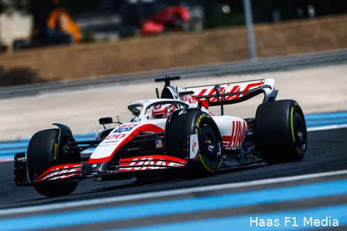 Kevin Magnussen bezig aan een kwalificatierondje, Circuit Paul Ricard, GP Frankrijk 2022 (Foto:
Haas F1 Media)