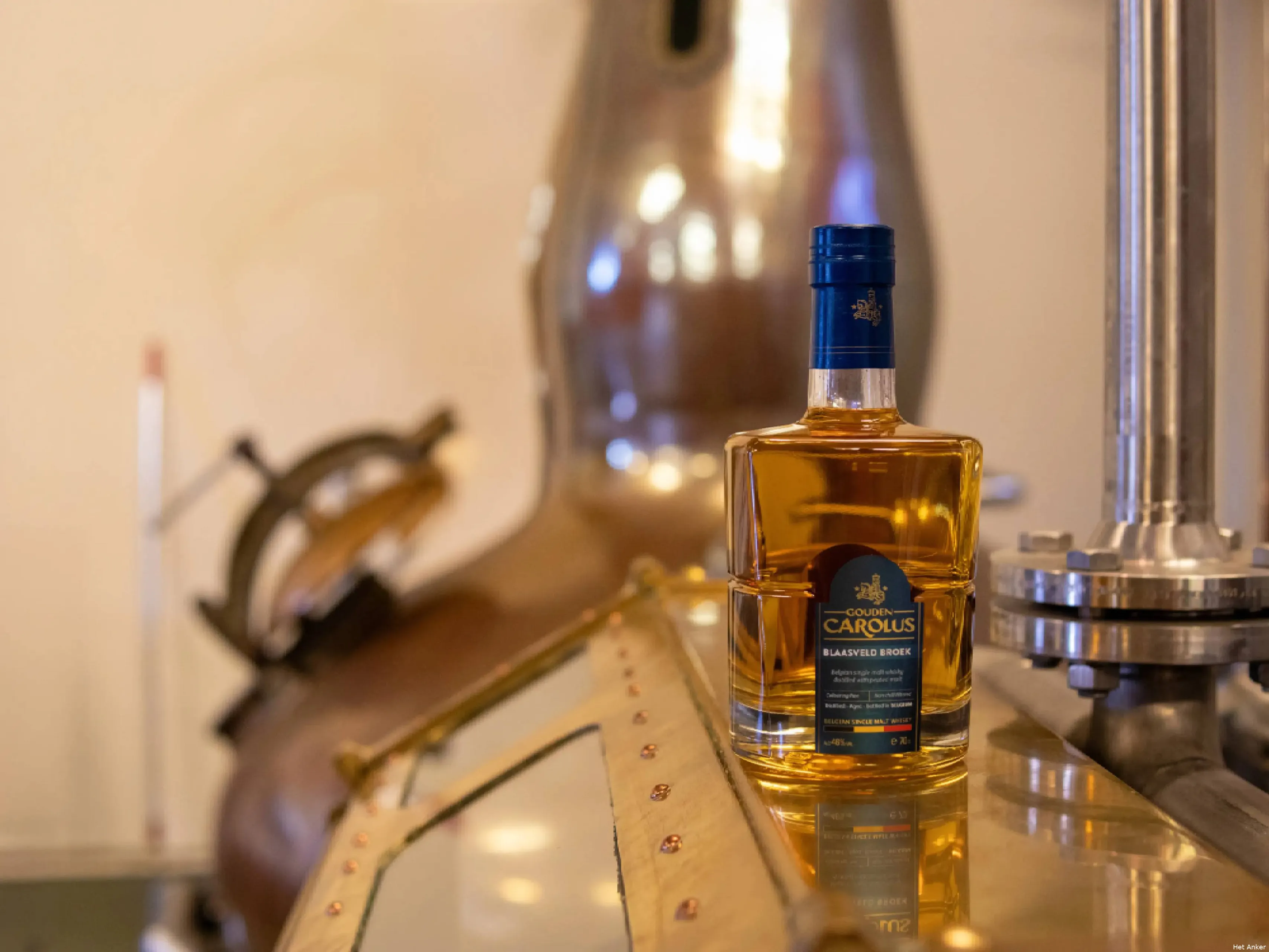 Gouden Carolus Blaasveld Broek single malt whisky voor stills op spirit safe