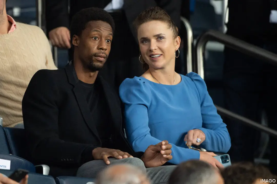 Gael Monfils and Elina Svitolina watching the action