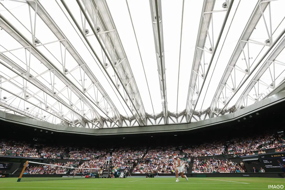 Centre Court at Wimbledon with the roof closed
