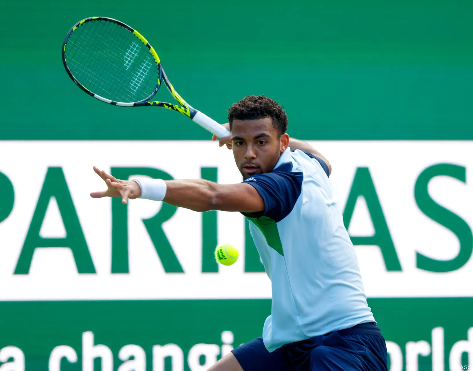 Arthur Fils lining up a forehand in the 2025 Miami Open