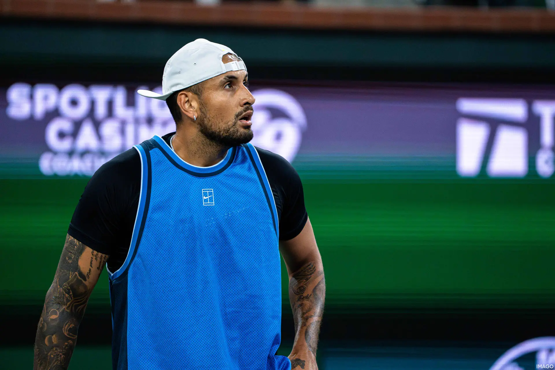 Kyrgios looks to crowd.