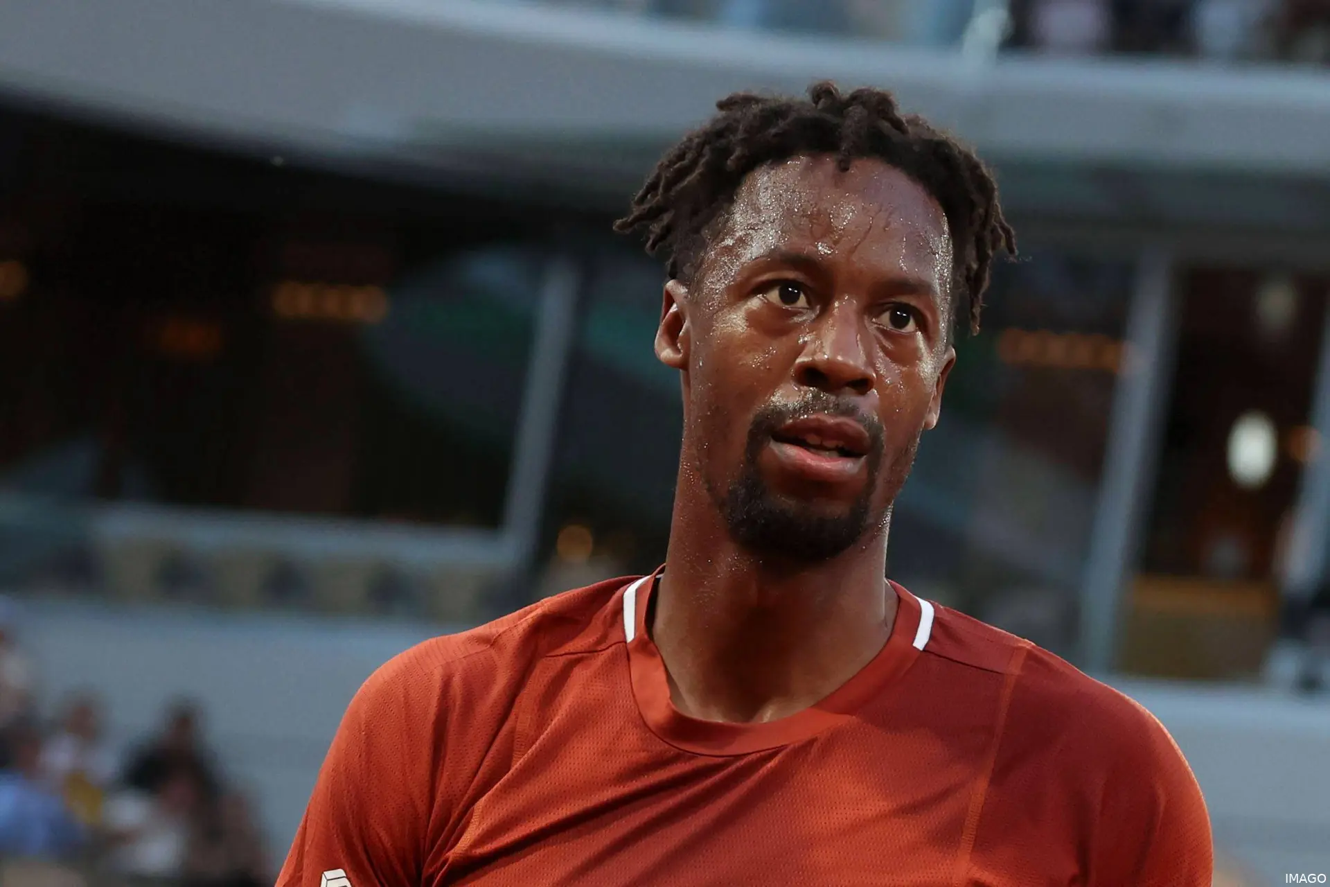 Gael Monfils in action at the 2025 French Open