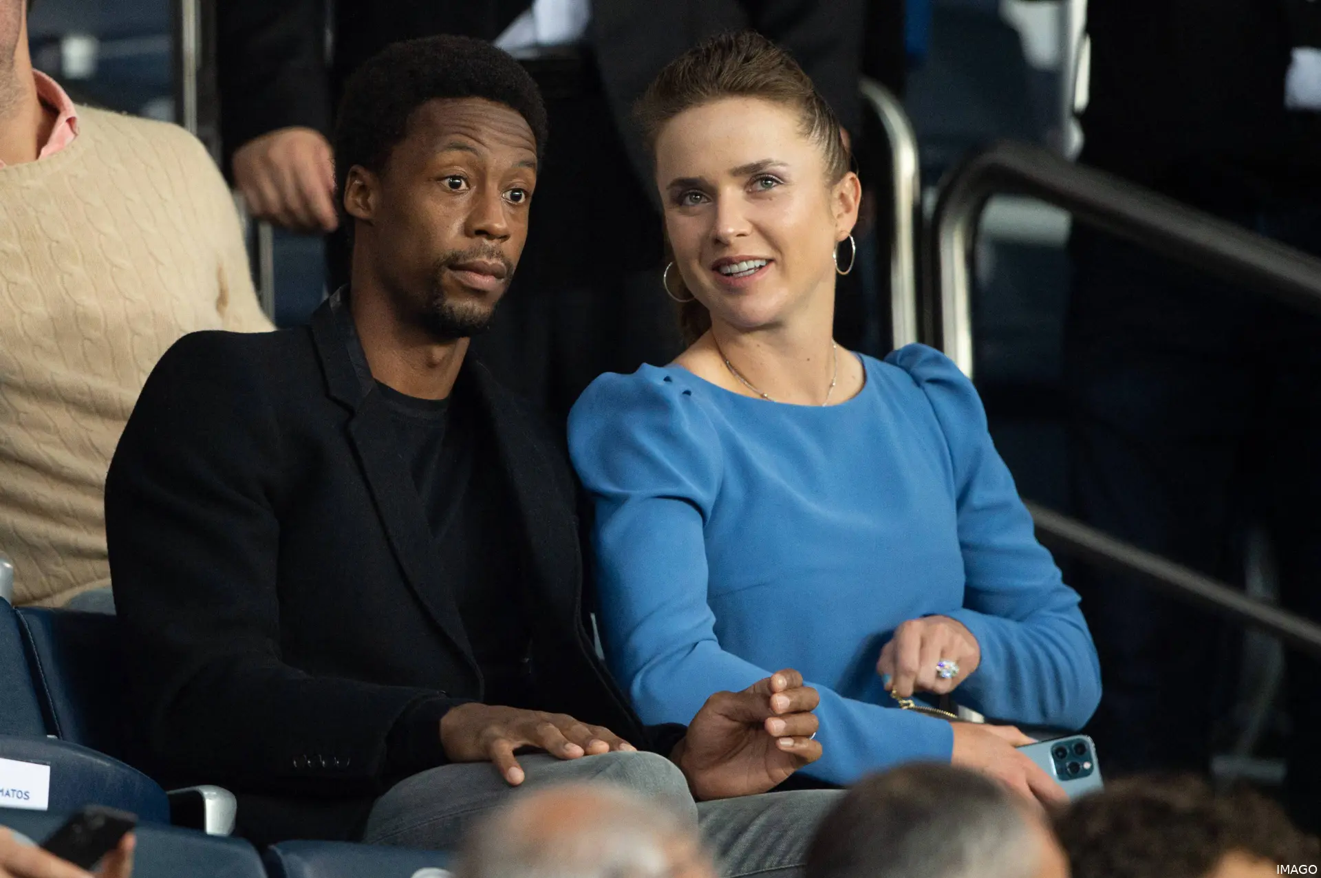 Gael Monfils and Elina Svitolina watching the action