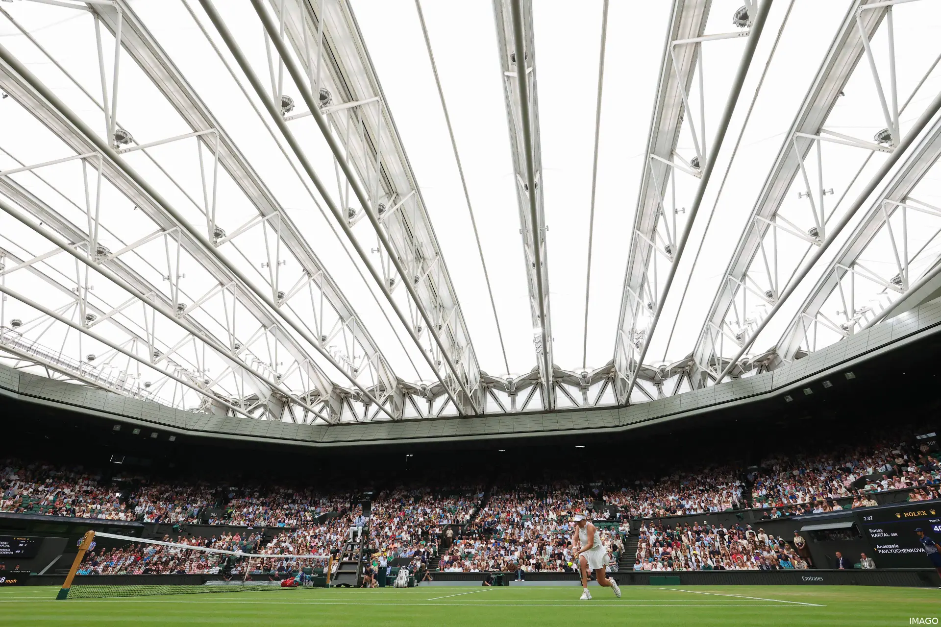 Centre Court at Wimbledon with the roof closed