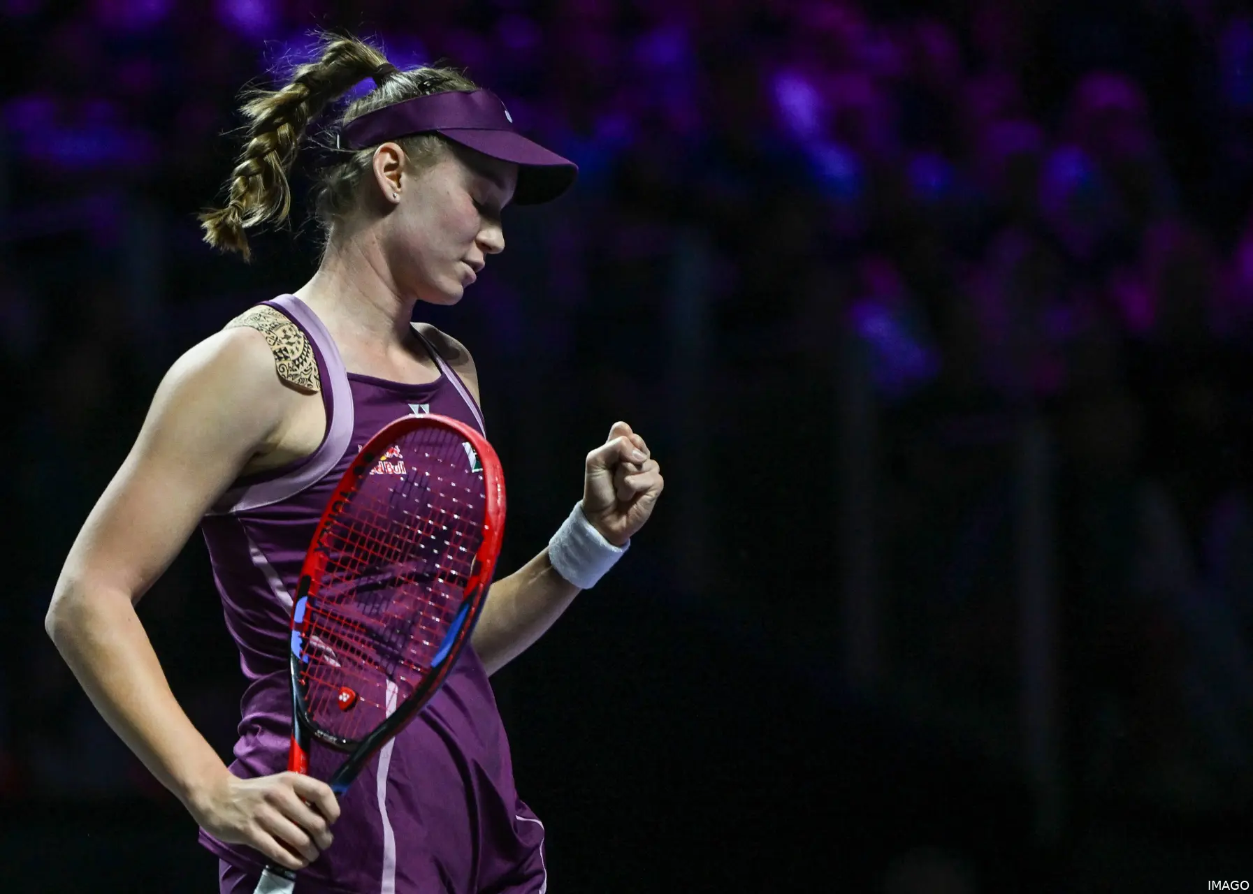 Elena Rybakina celebrating at the 2025 WTA Finals