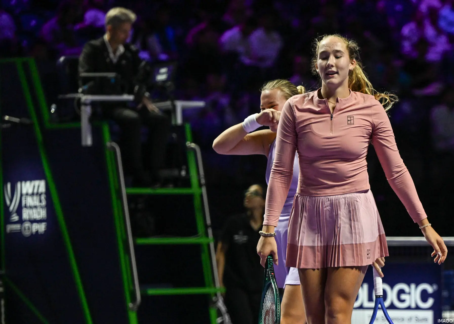 Mirra Andreeva with Diana Shnaider at the WTA Finals.