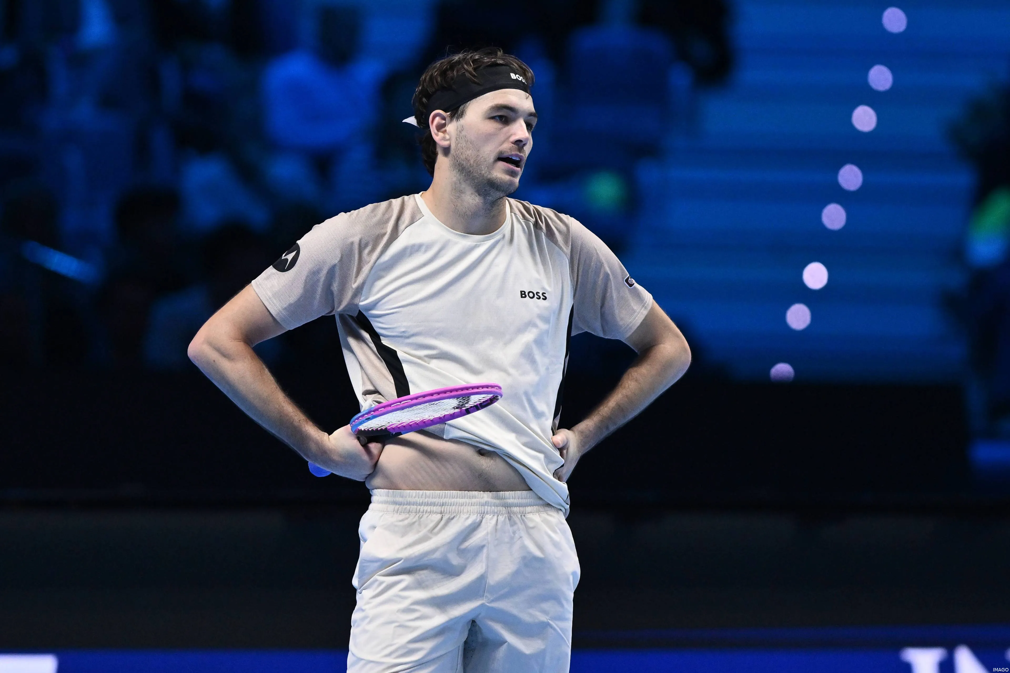 Taylor Fritz with his hands on his hips during the ATP Finals