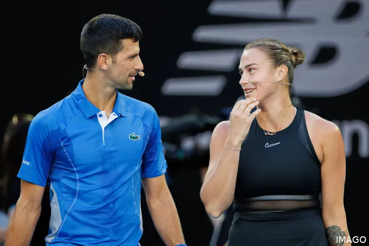 Novak Djokovic and Aryna Sabalenka take to the court in an exhibition match