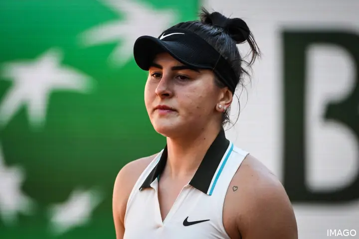 Andreescu looks on.