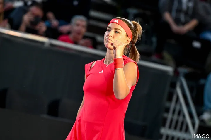 Karolina Muchova shaking her first