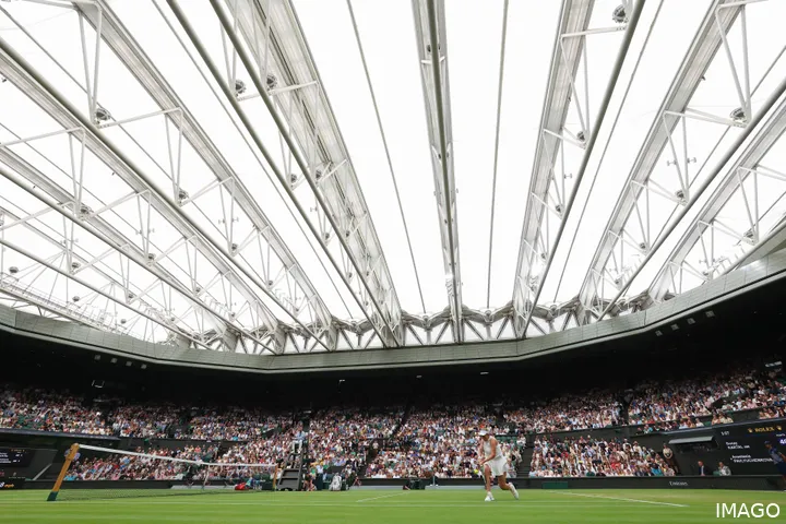 Centre Court at Wimbledon with the roof closed