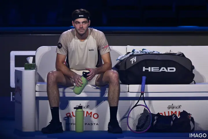 Taylor Fritz takes a minute to think during the ATP Finals.