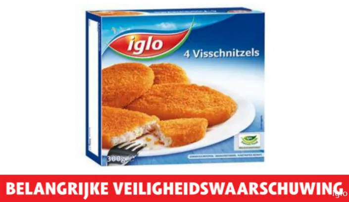 veiligheidswaarschuwing iglo visschnitsels