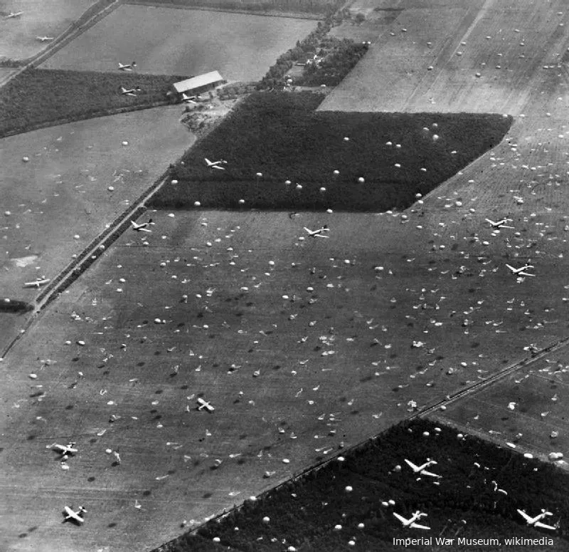 c 47s dropping 1 airborne brigade at renkum 1944