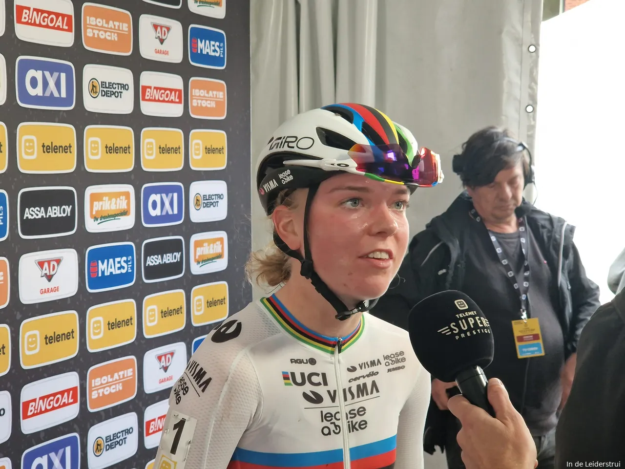 Fem van Empel in the flash interview after the race in Overijse